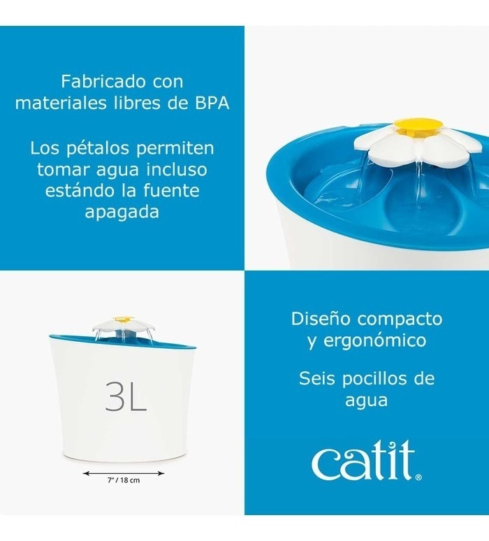 Fuente Bebedera Flor Led 3 L - Catit 2.0 