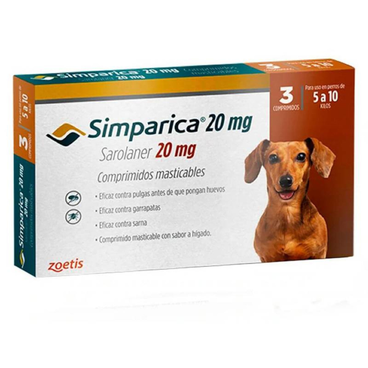 Simparica 5 a 10 kg 3 comprimidos – Antiparasitario Antipulgas y Garrapatas para Perros