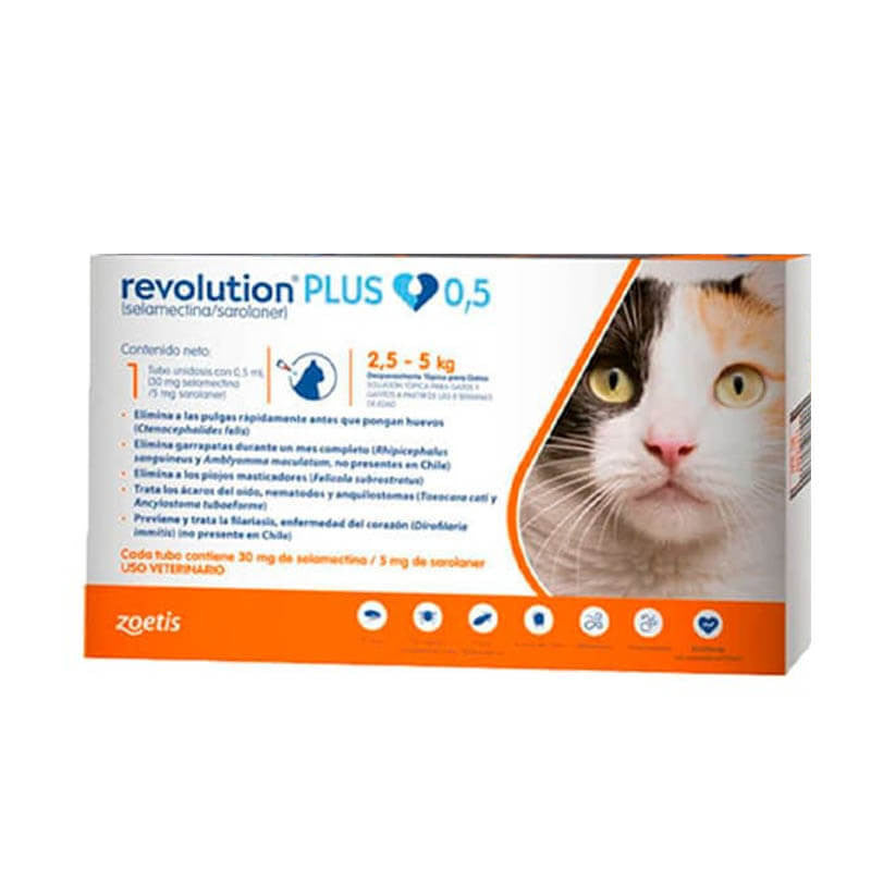 Revolution Plus Gatos 2.5 a 5 kg – Pipeta Antipulgas y Antiparasitaria